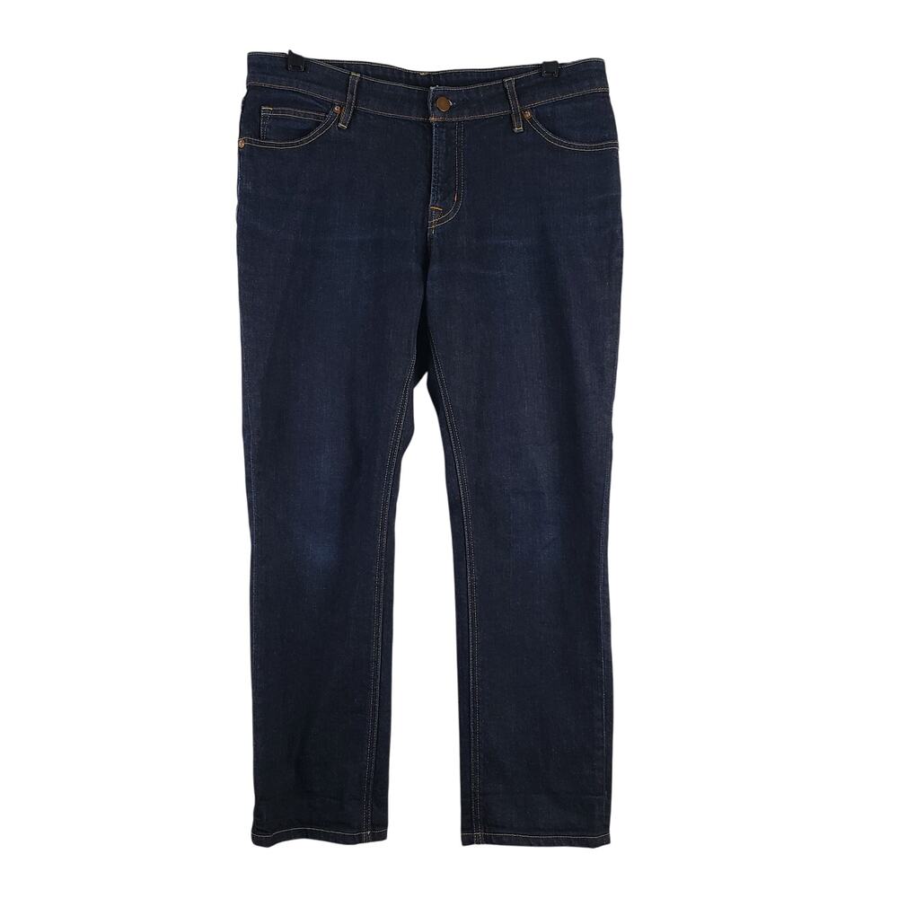 Womens Size 27 Mid-Rise Boyfit Jeans Dark Wash Denim Ankle Basic Everyday Casual